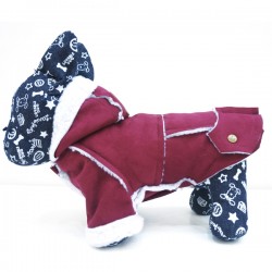 Elegantiškas paltukas - kailinukai šuniukui (bordo spalvos)
